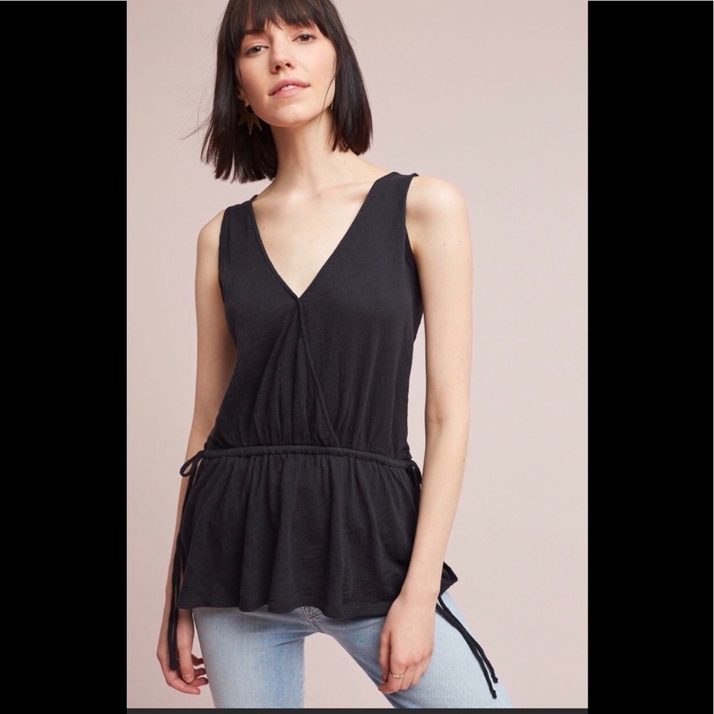 ANTHROPOLOGIE BECKA SURPLICE DRAWSTRING TANK TOP